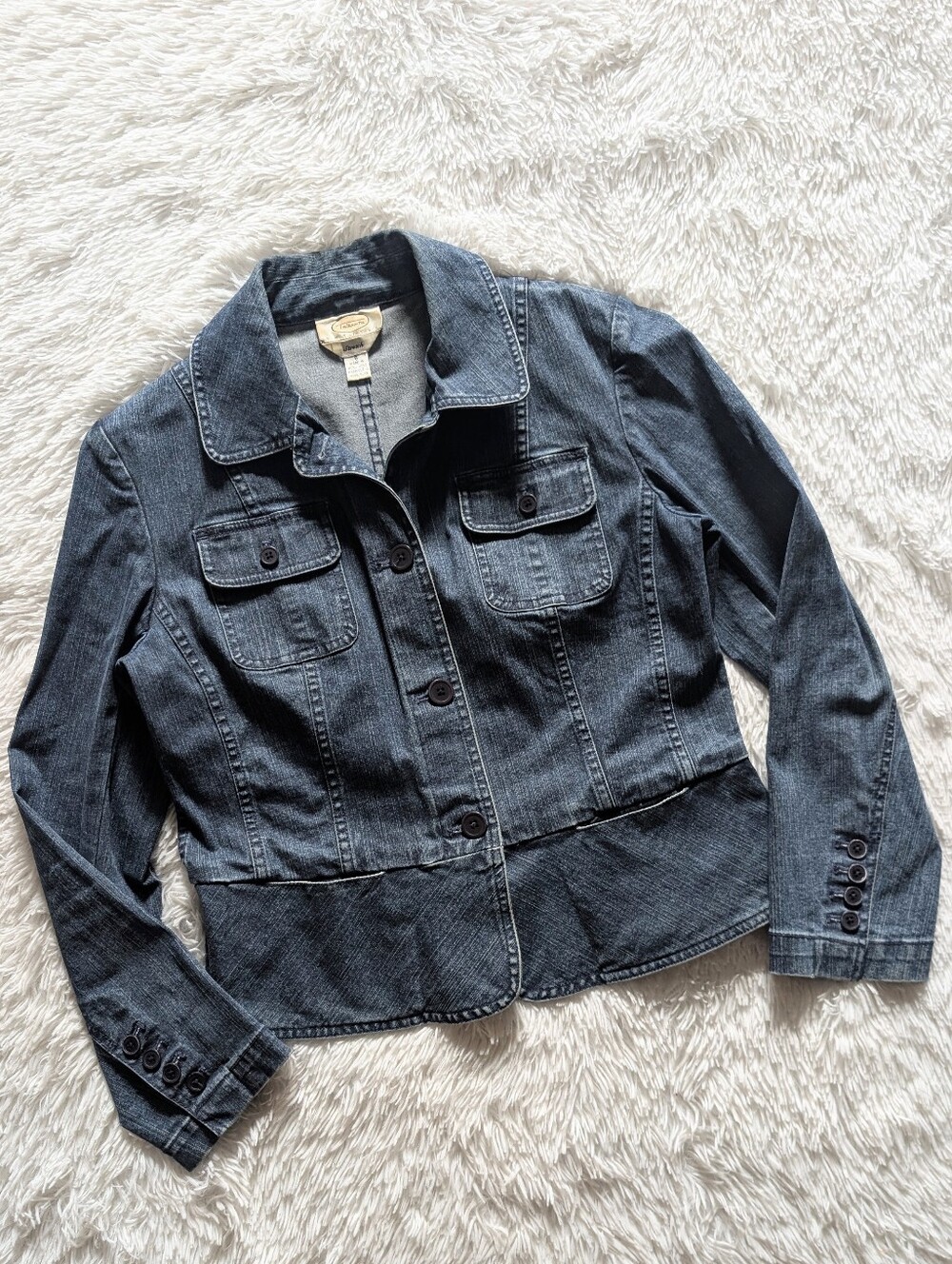 Y2K Vintage Talbots Blue Stretch Denim Princess Seam Jean Jacket 6 Petite